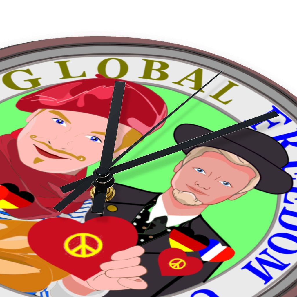 Wooden Wall Clock Without Scale GLOBAL FREEDOM UNITED© Men French & Germany
