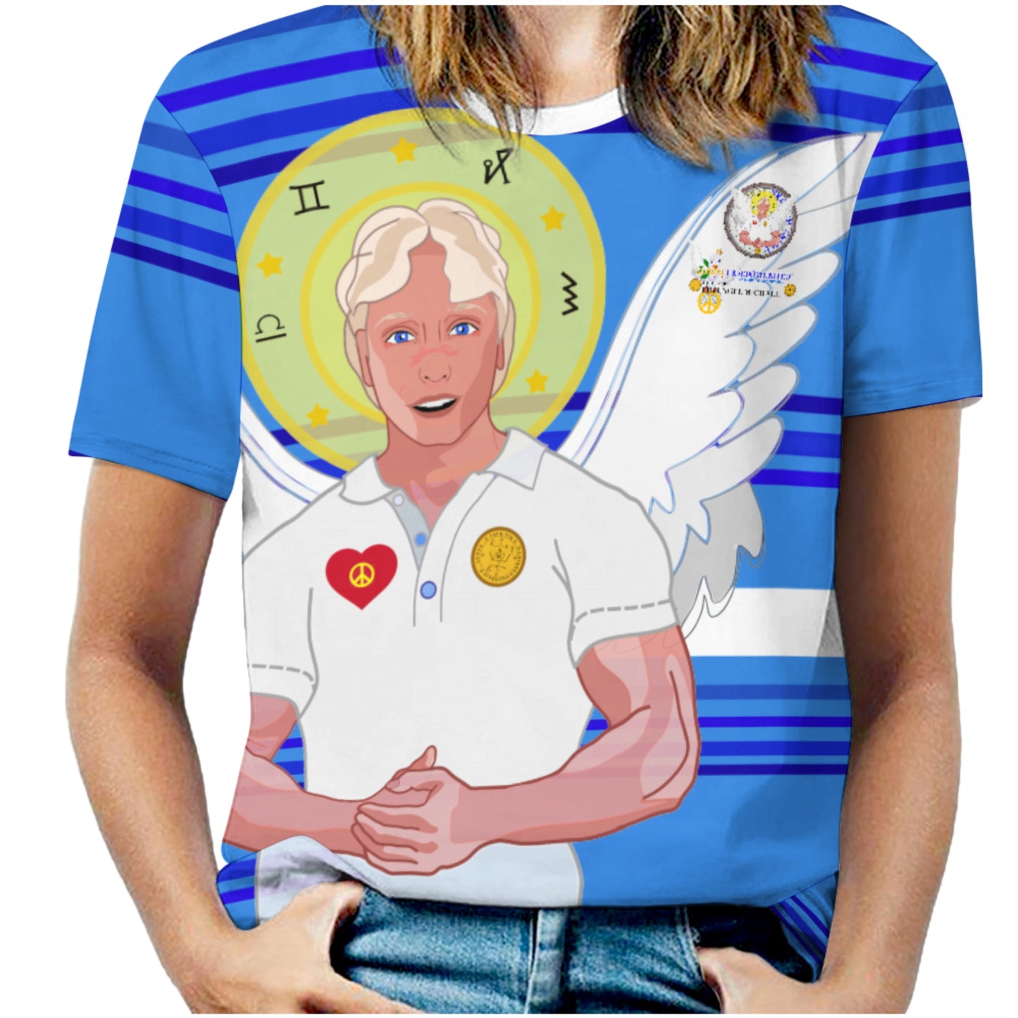 Women´s T-shirt Global Freedom United Archangel Michael German Deep Blue