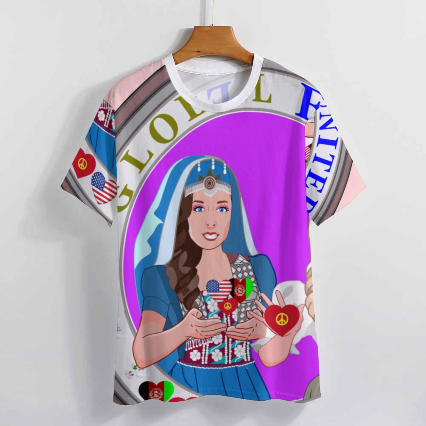 Women´s T-Shirt 3 GLOBAL FREEDOM UNITED© AFGHANISTAN & USA  Pink