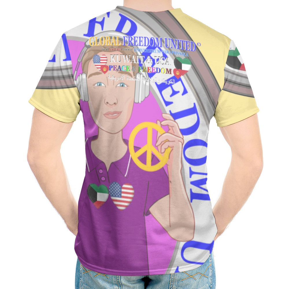 Men´s T-shirt 2 GLOBAL FREEDOM UNITED© Men Kuwait & USA Yellow