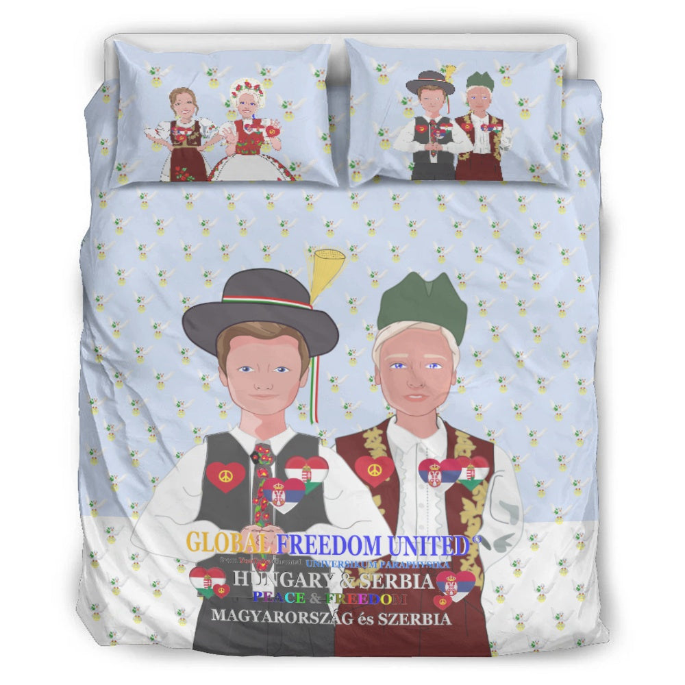 Bed Line GLOBAL FREEDOM UNITED© Men Serbia & Hungary Old Peace Light Blue