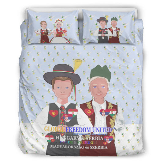 Bed Line GLOBAL FREEDOM UNITED© Men Serbia & Hungary Old Peace Light Blue