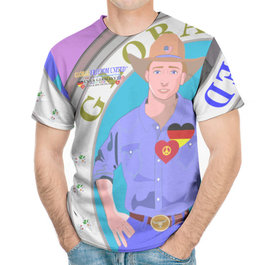 Men´s T-shirt GLOBAL FREEDOM UNITED© Men USA & Germany V2 Lilac