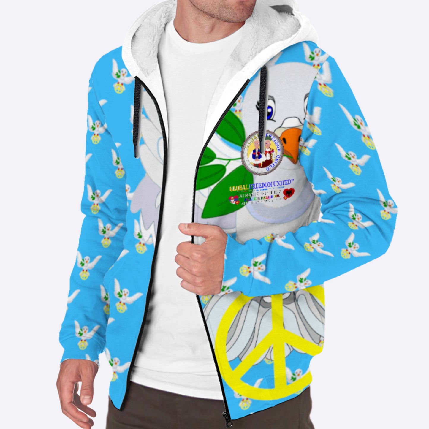 Plush Hoodie GLOBAL FREEDOM UNITED© Men Albania & Serbia Blue