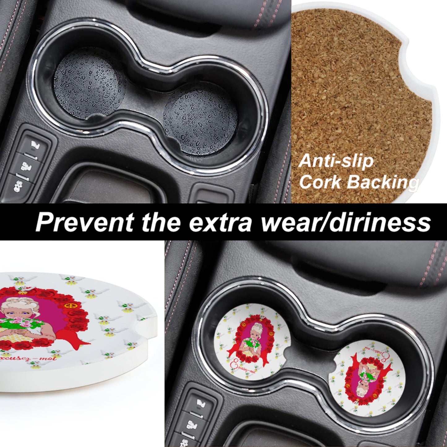 Ceramic Car CoasterGLOBAL FREEDOM UNITED© Une fille dit désoié Excusez-moi