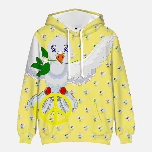 GLOBAL FREEDOM UNITED DOVE OF PEACE OLD PEACE YELLOW Round Collar Hoodie