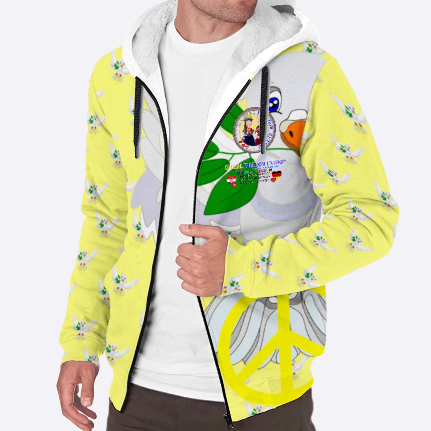 Plush Hoddie GLOBAL FREEDOM UNITED© Women Croatia & Germany Yellow