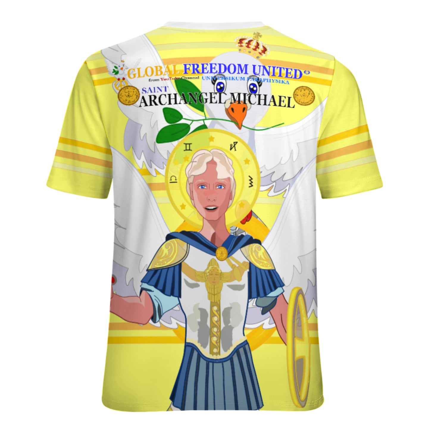 Women´s T-shirt 3 Global Freedom United Archangel Michael English V1 Yellow