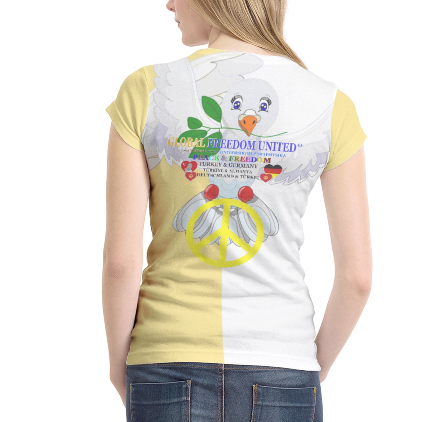 Women´s T-shirt 1 GLOBAL FREEDOM UNITED© Women Turkey & Germany Yellow