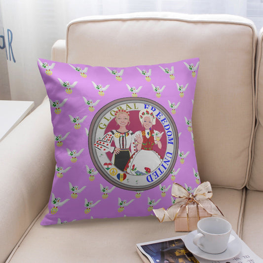 GLOBAL FREEDOM UNITED© Women ROMANIA & HUNGARY Lilac V2 18'' Square Pillow Cover