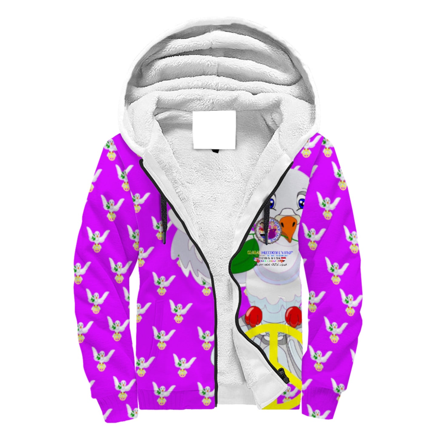 Plush Hoodie GLOBAL FREEDOM UNITED© Men Yemen & USA Lilac