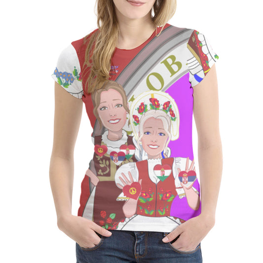 Women´s T-shirt 1 GLOBAL FREEDOM UNITED© Serbia & Hungary Red