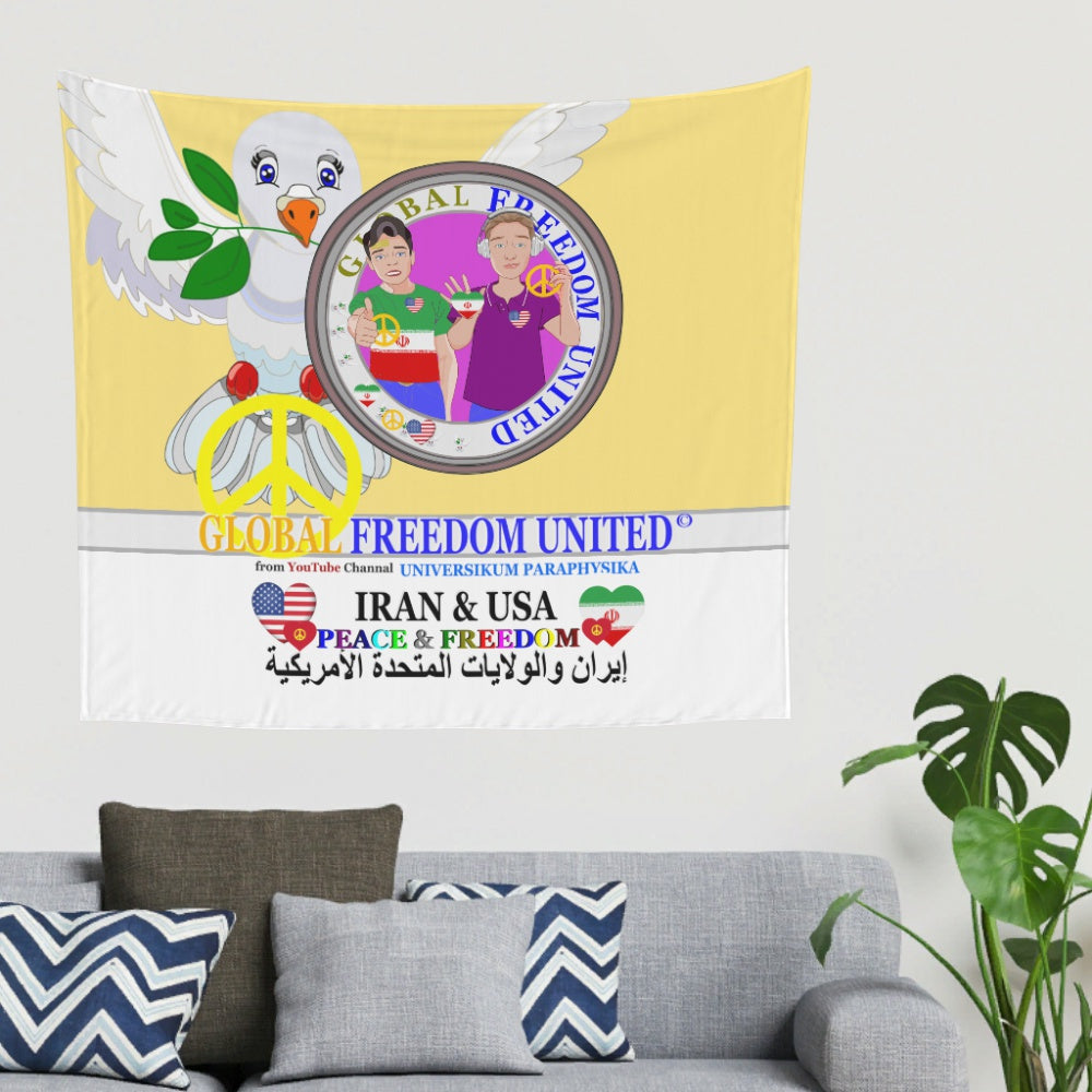 Tapestry Global Freedom United Men Iran & Usa Old Peace Yellow