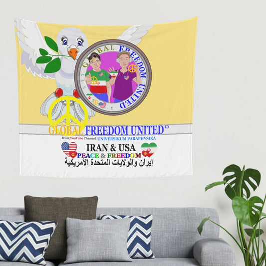 Tapestry Global Freedom United Men Iran & Usa Old Peace Yellow