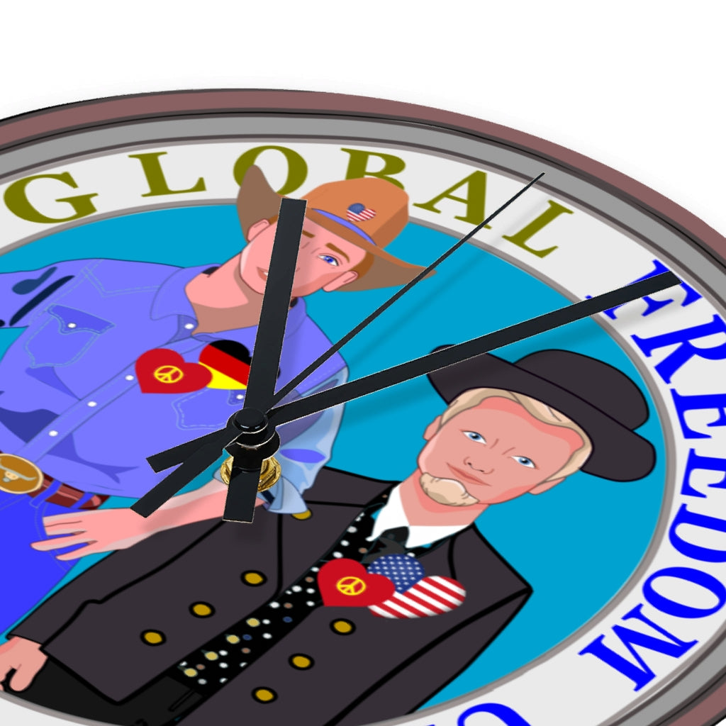 Wooden Wall Clock Without Scale GLOBAL FREEDOM UNITED© Men USA & Germany