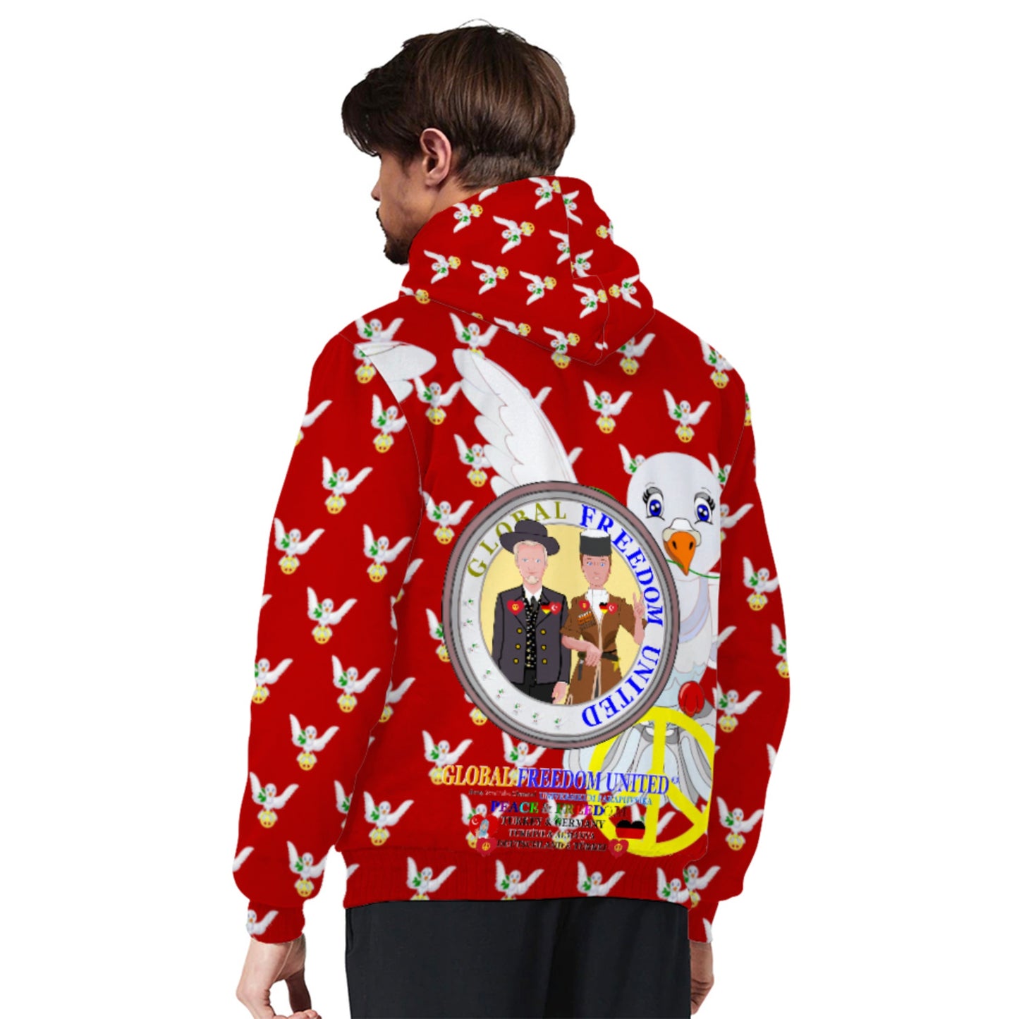 Plush Hoodie GLOBAL FREEDOM UNITED© Men Germany & Turkey Red