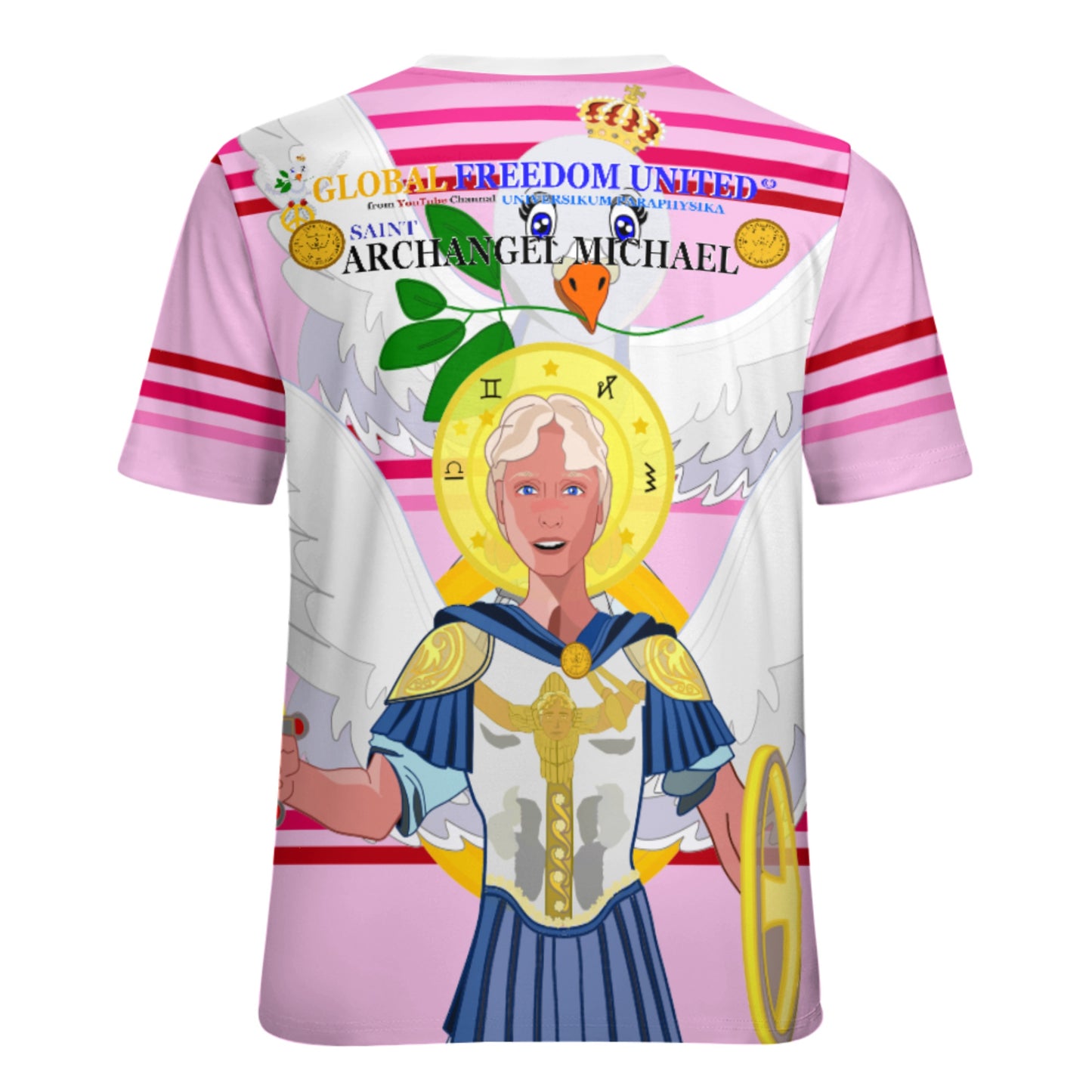 Women´s T-shirt 3 Global Freedom United Archangel Michael English V1 Pink1