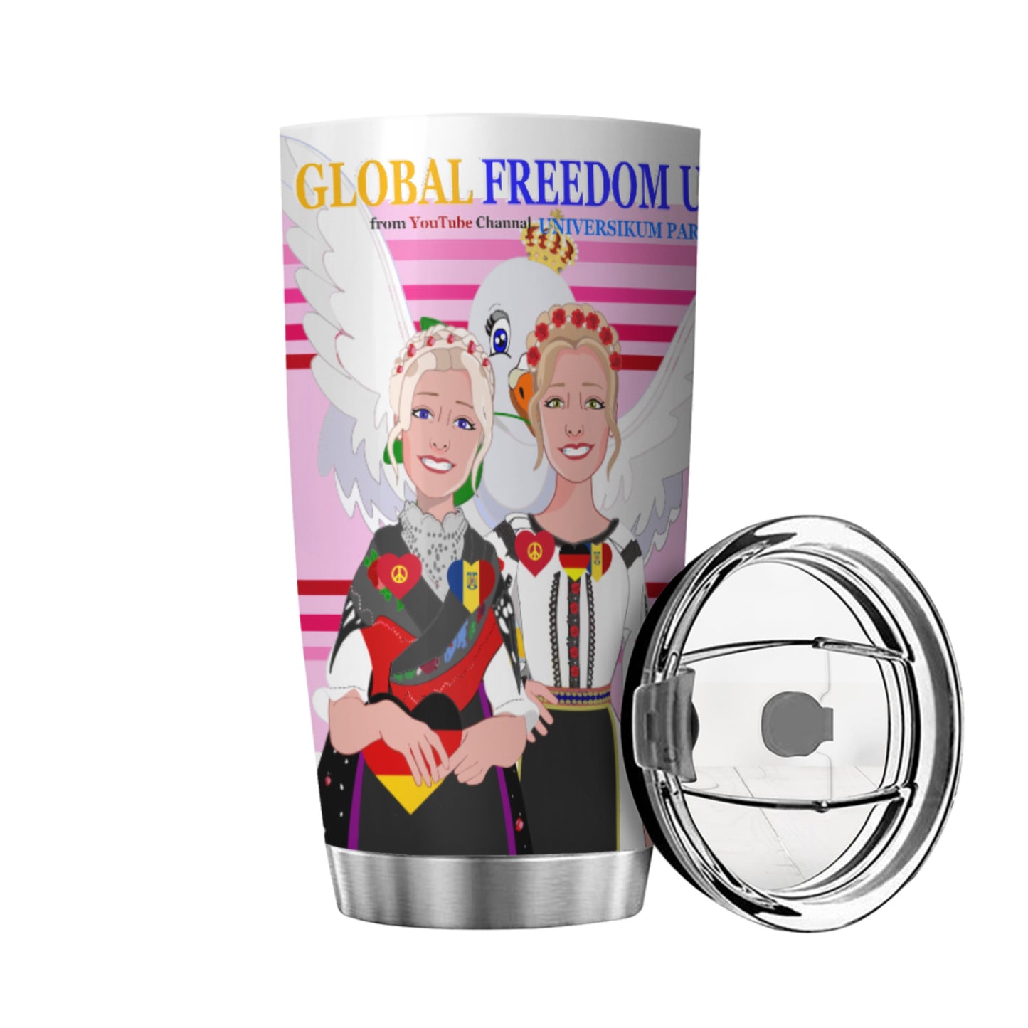 Tumbler Global Freedom United Women Romania & Germany Old Peace Pink