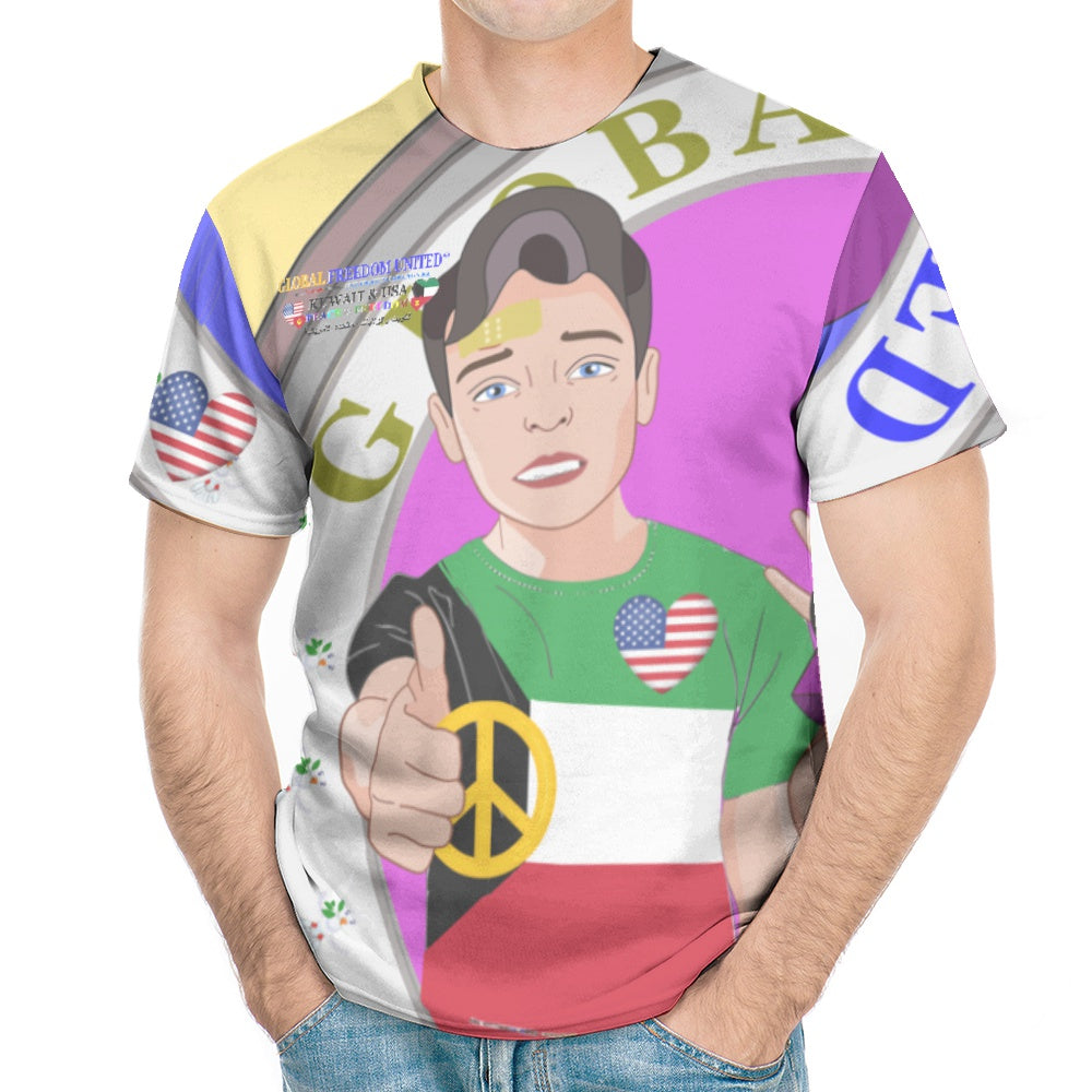 Men´s T-shirt 2 GLOBAL FREEDOM UNITED© Men Kuwait & USA Yellow