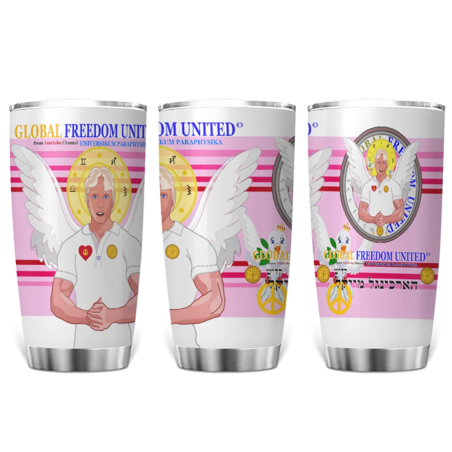 Tumbler Global Freedom United Archangel Michael Hebrew  Pink2