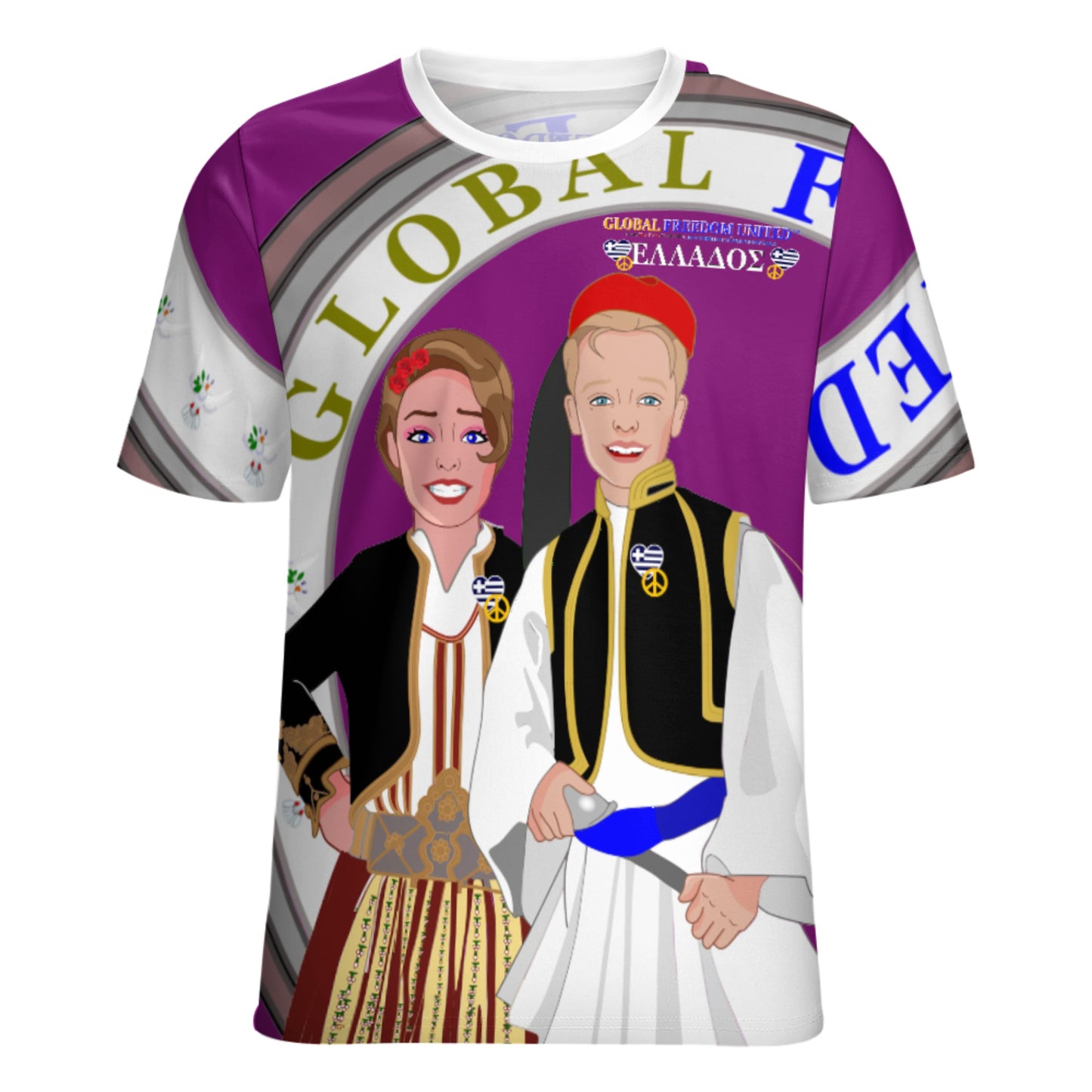 Women´s T-shirt 3 GLOBAL FREEDOM UNITED©  Couple Edition Greece Lilac
