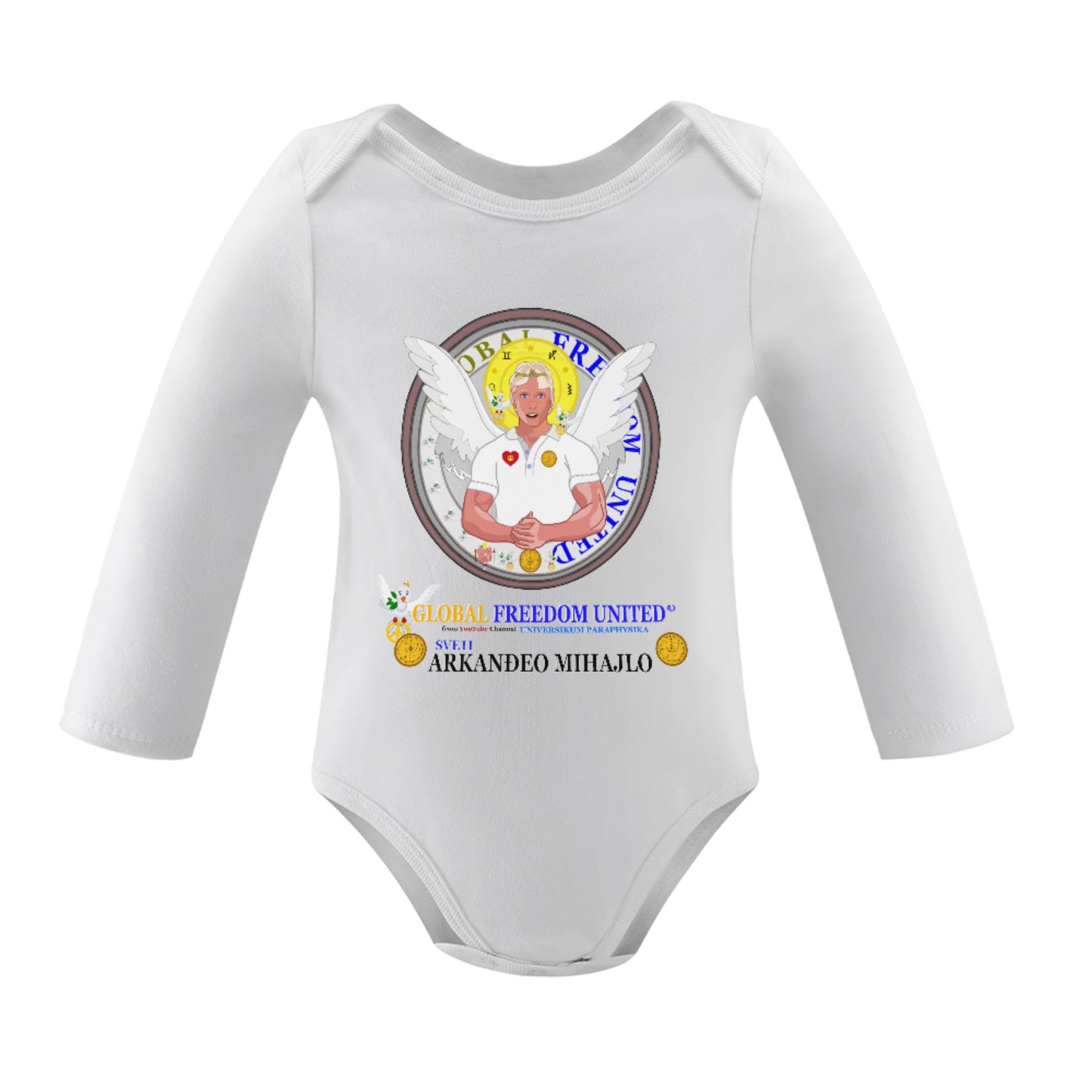 Baby Long-sleeve Bodysuit Global Freedom United Archangel Michael Croatia V2