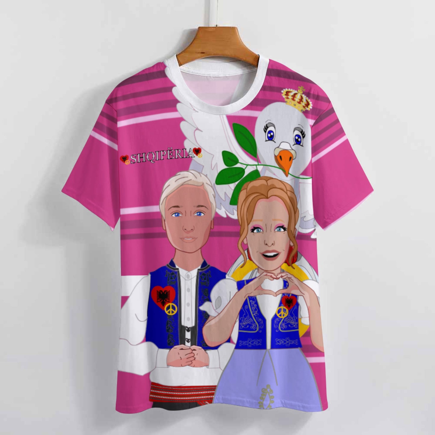 Women' S T-shirt GLOBAL FREEDOM UNITED© Couple Edition Albania Pink1