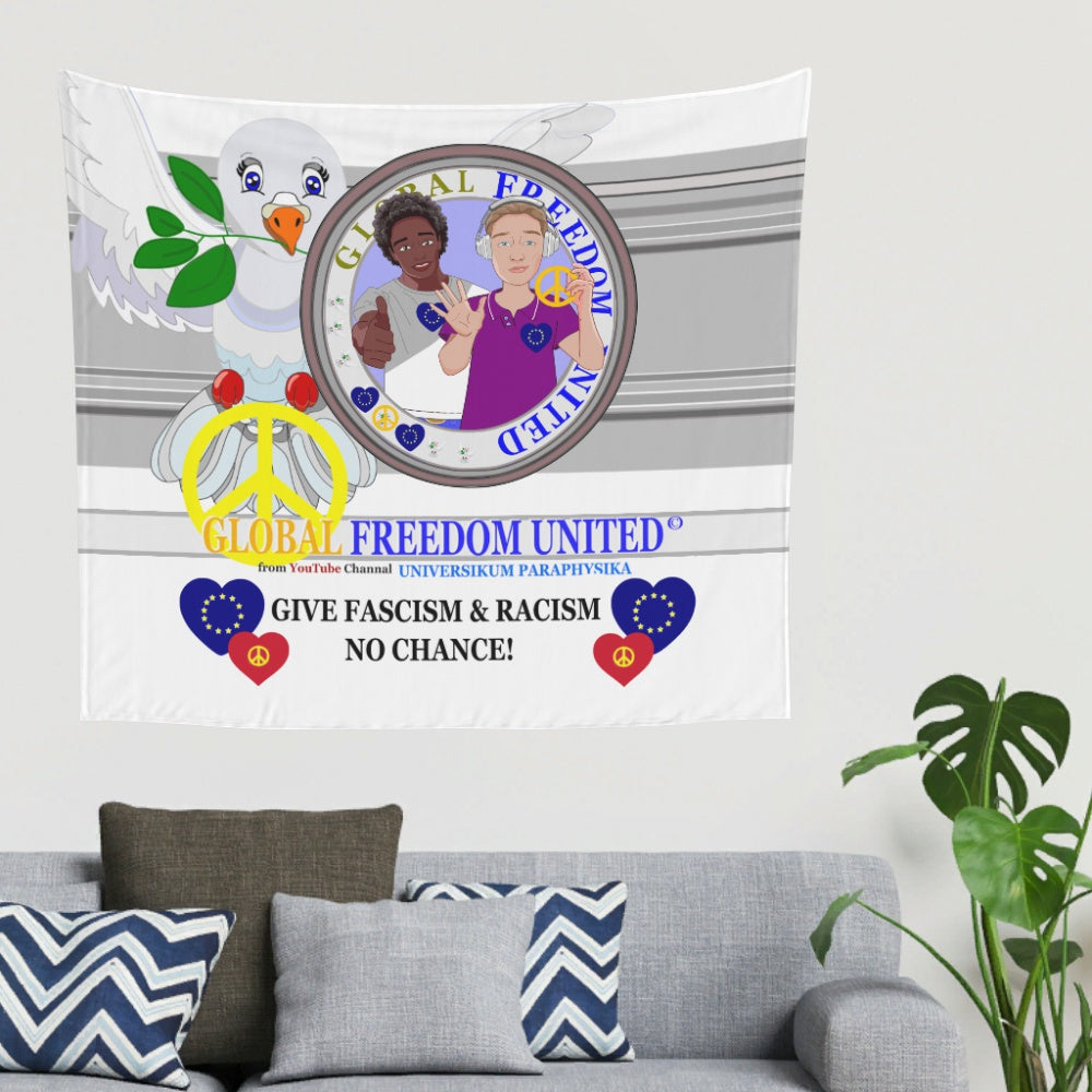 Tapestry GLOBAL FREEDOM UNITED© Men Anti Fascism & Racism EU Grey