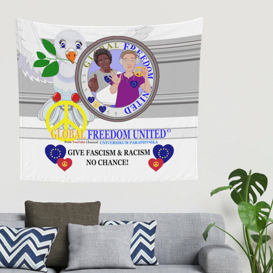 Tapestry GLOBAL FREEDOM UNITED© Men Anti Fascism & Racism EU Grey