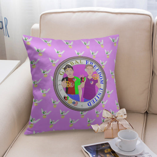 GLOBAL FREEDOM UNITED© Men AFGHANISTAN & USA LILAC 18'' Square Pillow Cover