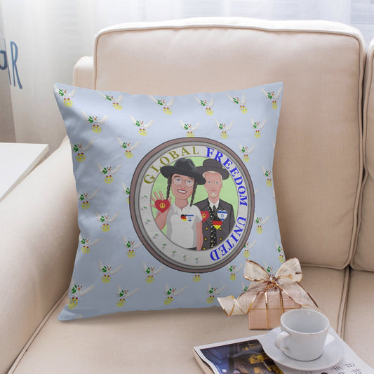 GLOBAL FREEDOM UNITED© Men ISRAEL & GERMANY Light Blue 18'' Square Pillow Cover