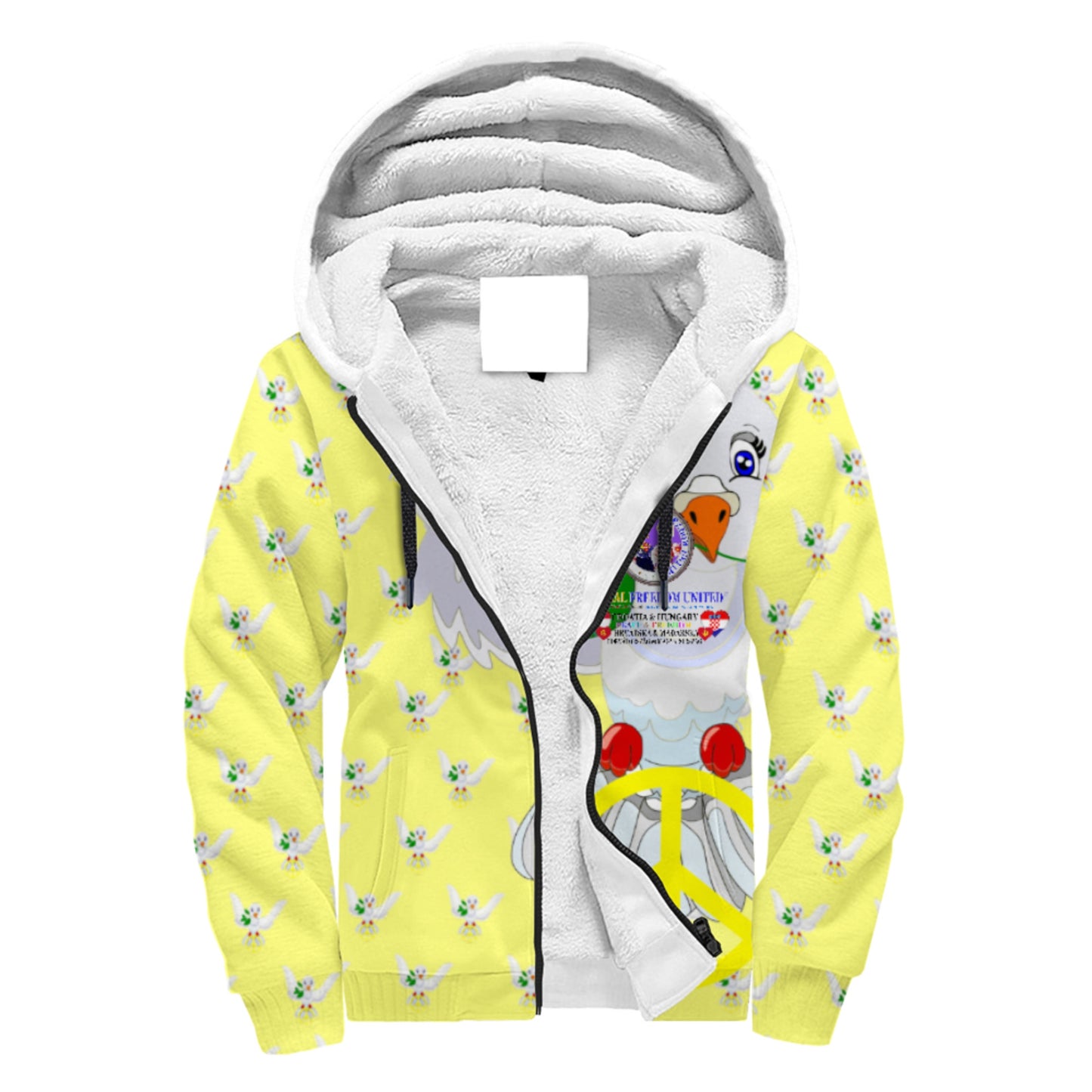 Plush Hoodie GLOBAL FREEDOM UNITED© Women Croatia & Hungary Yellow
