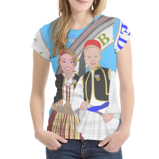 Women´s T-shirt GLOBAL FREEDOM UNITED© Couple Edition Greece Blue