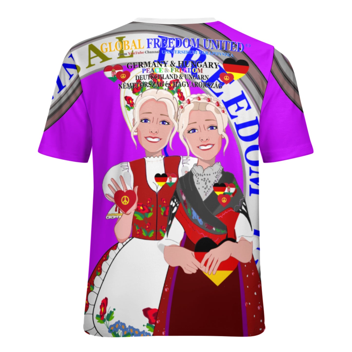 Women´s T-shirt 3 GLOBAL FREEDOM UNITED© Women Germany & Hungary Lilac