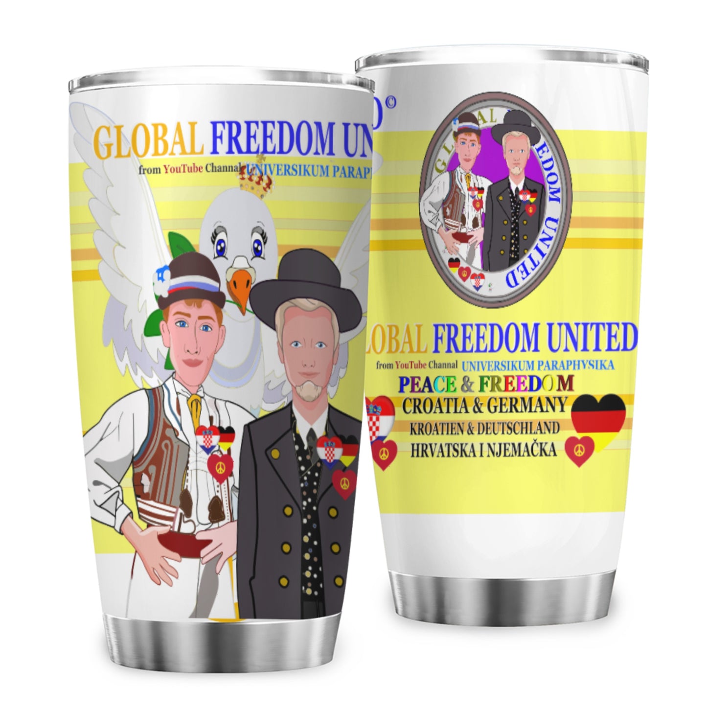 Tumbler GLOBAL FREEDOM UNITED© Men Croatia & Germany Yellow