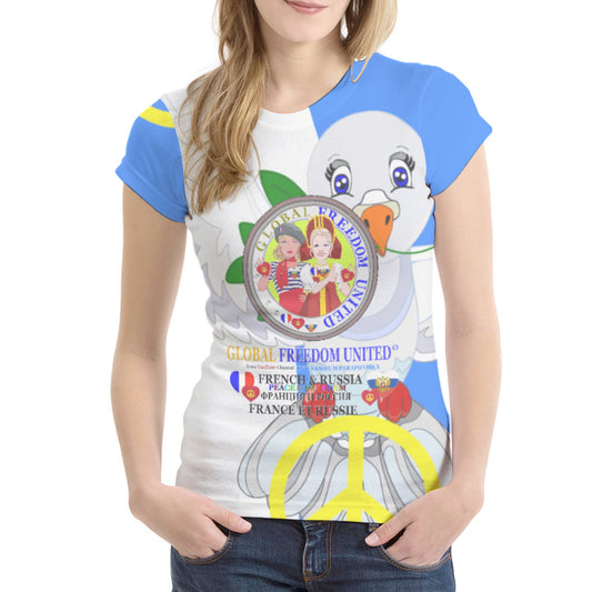 Women´s T-shirt 1 GLOBAL FREEDOM UNITED© Women French & Russia Blue