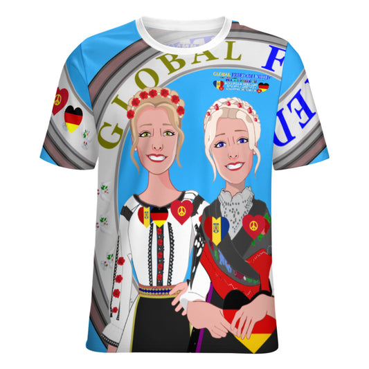 Women´s T-shirt 3 GLOBAL FREEDOM UNITED© Women Romania & Germany Blue
