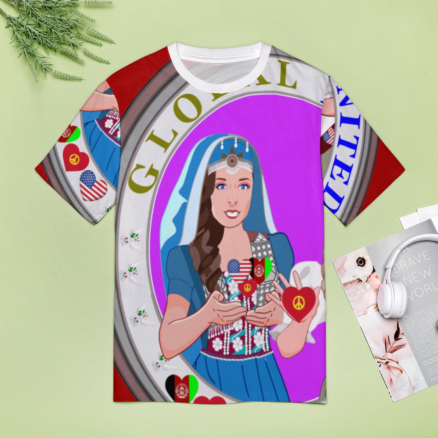 Women´s T-Shirt 3 GLOBAL FREEDOM UNITED© Women AFGHANISTAN & USA  Red