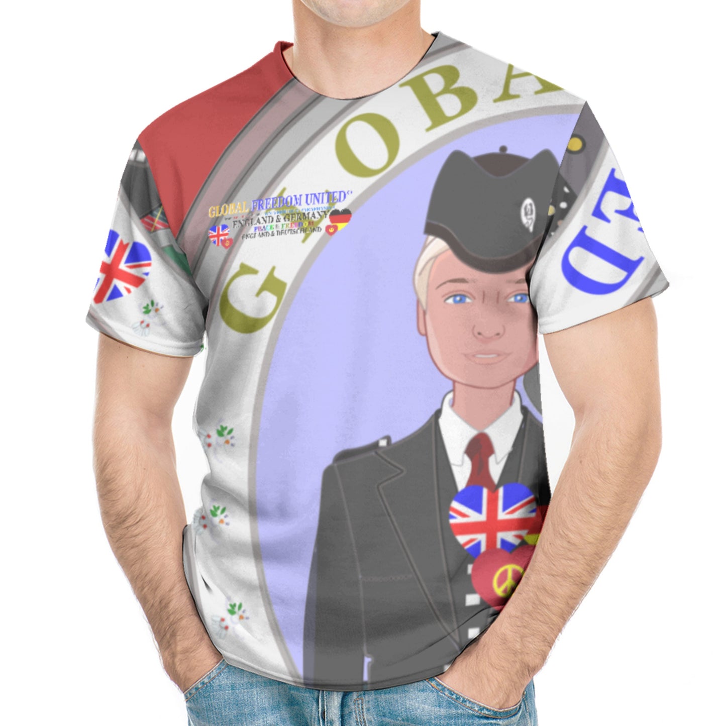 Men´s T-shirt GLOBAL FREEDOM UNITED© Men England & Germany V2 Red