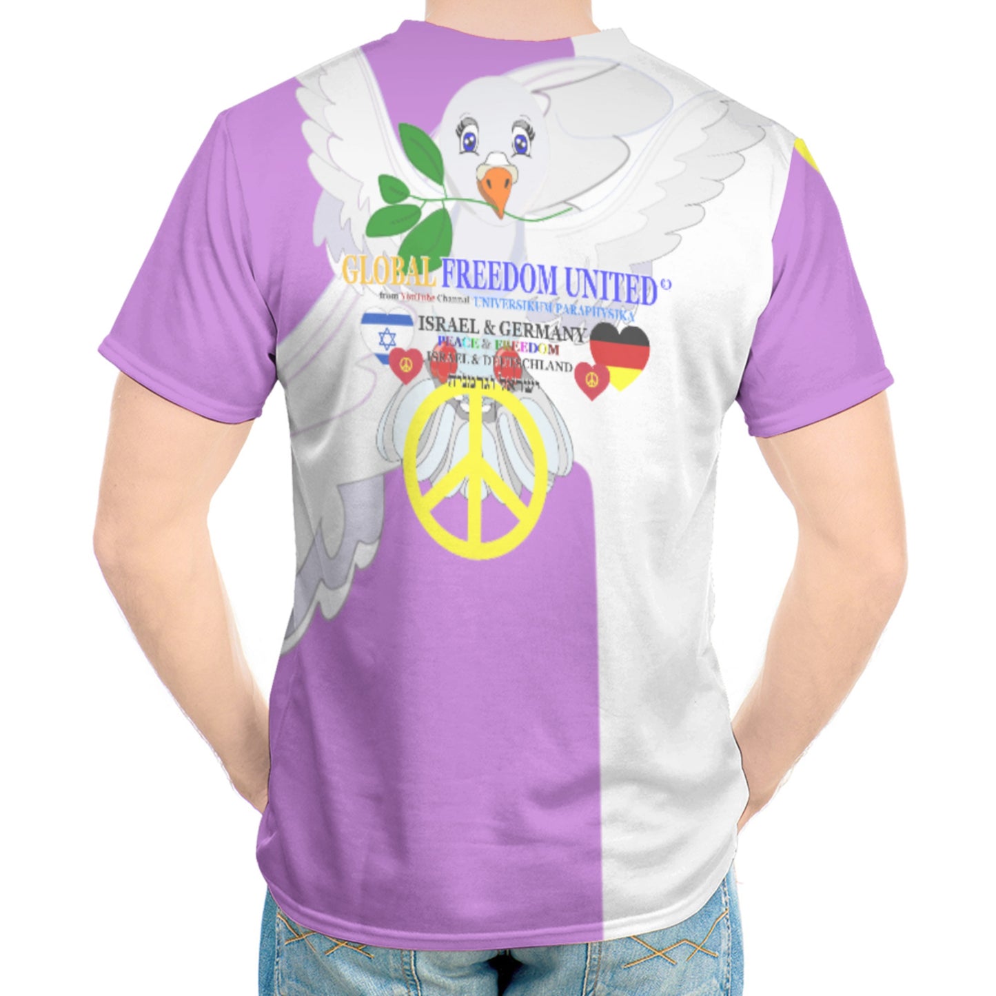 Men´s T-shirt GLOBAL FREEDOM UNITED© Israel & German Version 1 Lilac