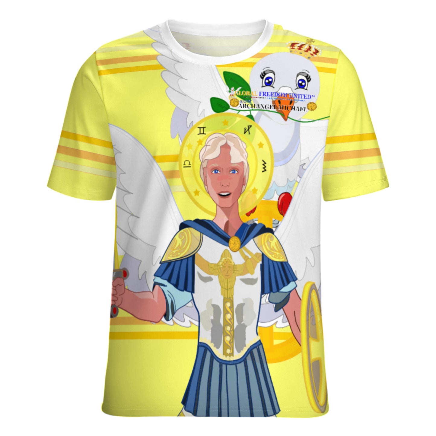 Women´s T-shirt 3 Global Freedom United Archangel Michael English V1 Yellow