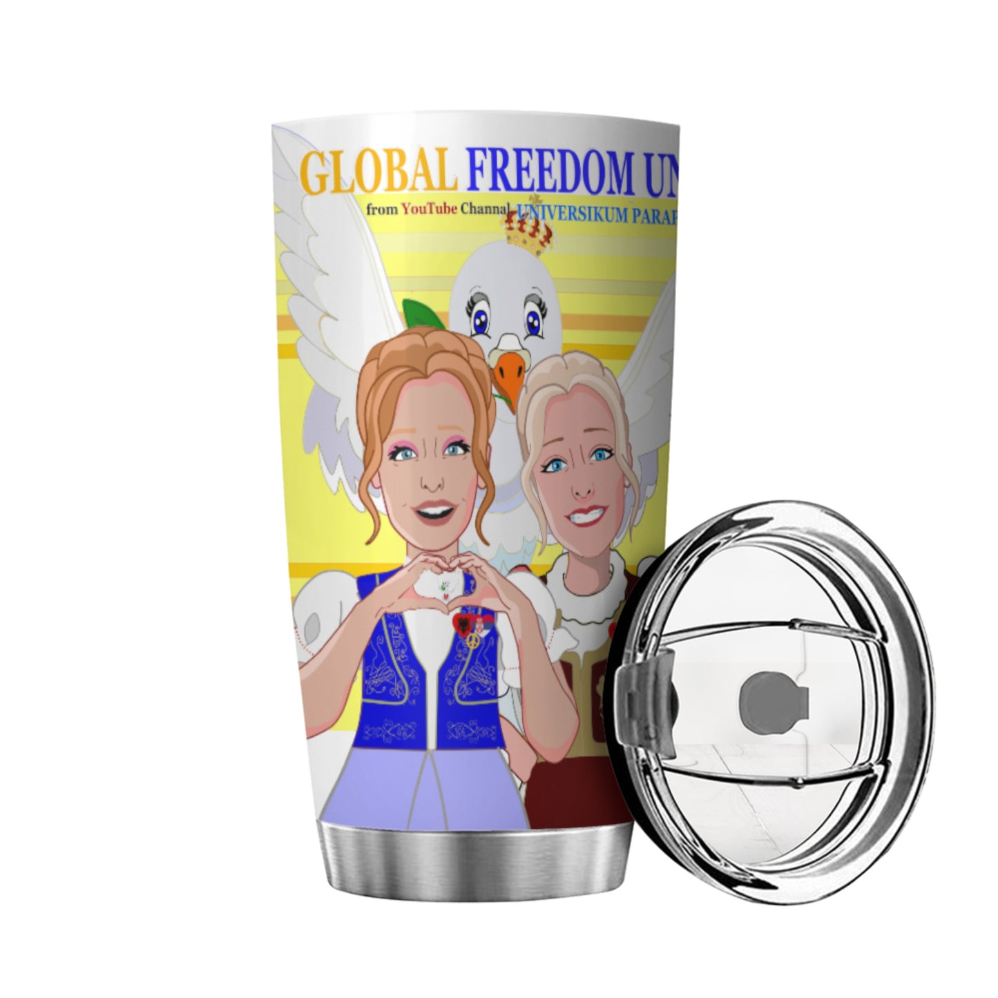 Tumbler Global Freedom United Women Albania & Serbia Old Peace Yellow