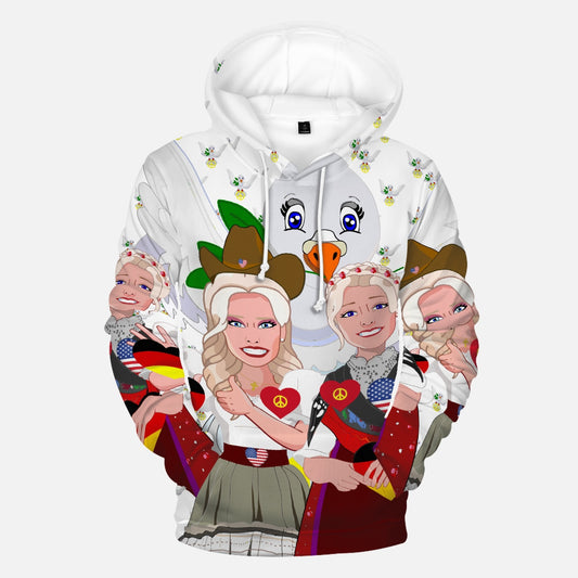 ROUND COLLAR HOODIE GLOBAL FREEDOM UNITED© WOMEN USA & GERMANY DOVE OF PEACE