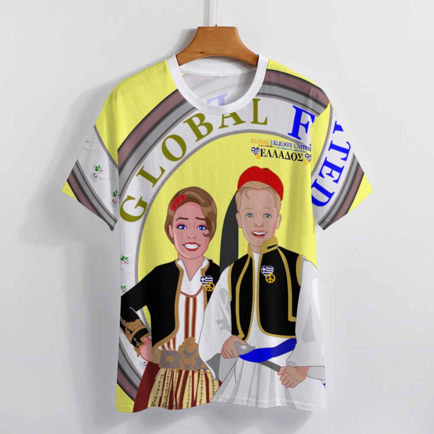 Women´s T-shirt 3 GLOBAL FREEDOM UNITED©  Couple Edition Greece Yellow