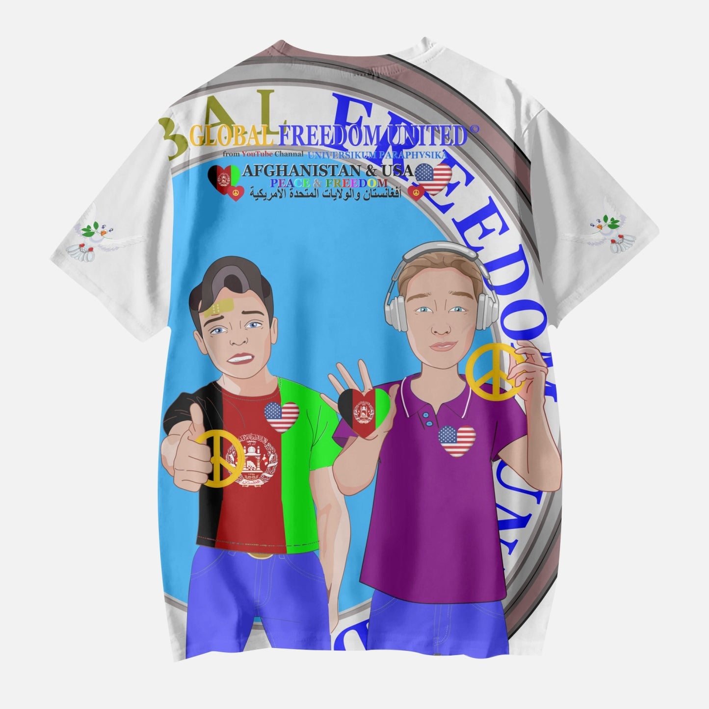 GLOBAL FREEDOM UNITED© Boy AFGHANISTAN & USA WIGHT AOP Kids' Short T-Shirts