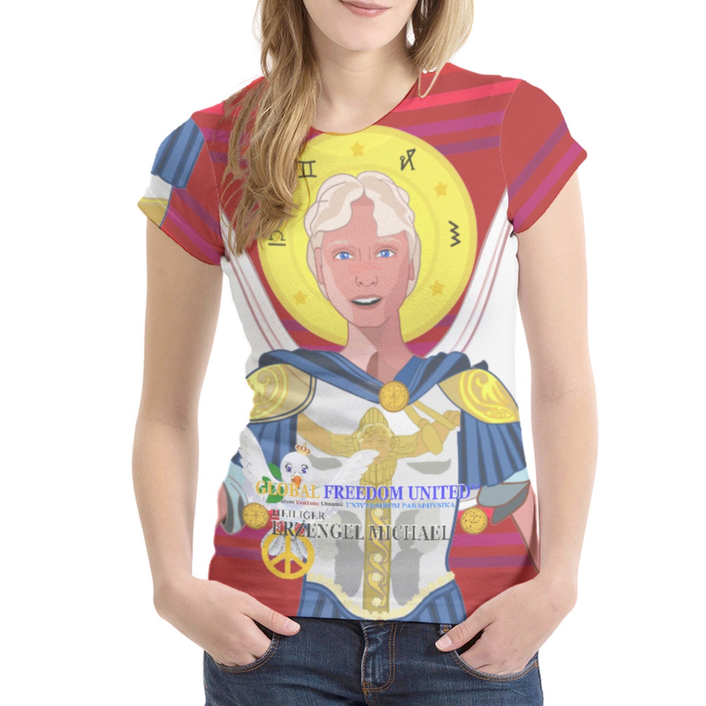 Women´s T-shirt 1 Global Freedom United Archangel Michael Red