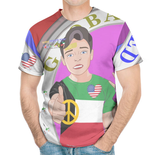 Men´s T-shirt 2 GLOBAL FREEDOM UNITED© Men Kuwait & USA Red