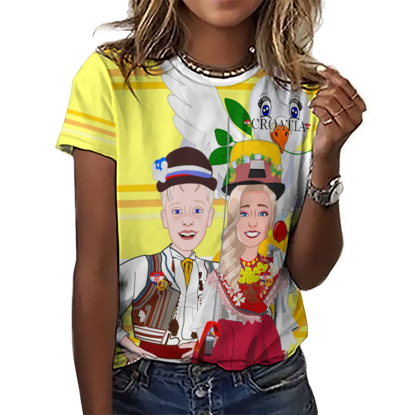 Women´s T-shirt 1 Global Freedom United Couple Edition Croatia  Yellow