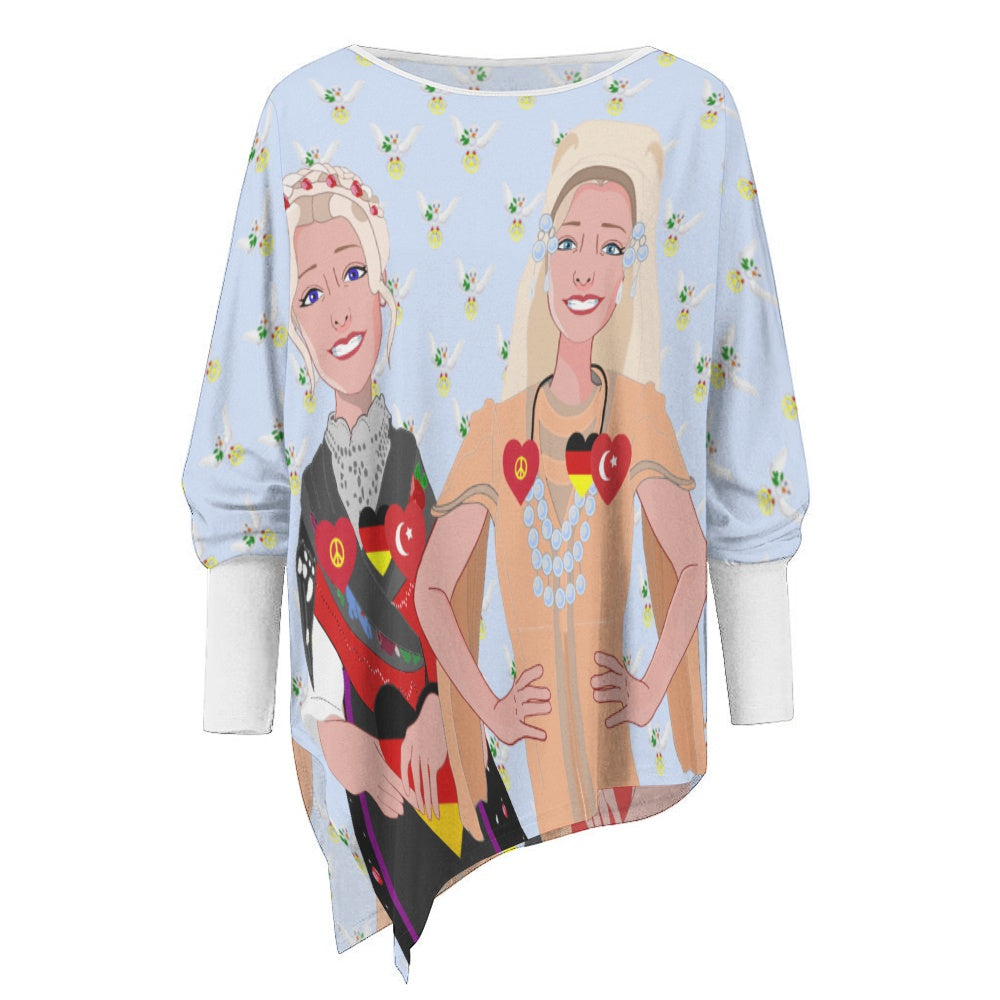 Pullover Long Sleeve T-shirt GLOBAL FREEDOM UNITED© Women Turkey & Germany Light Blue