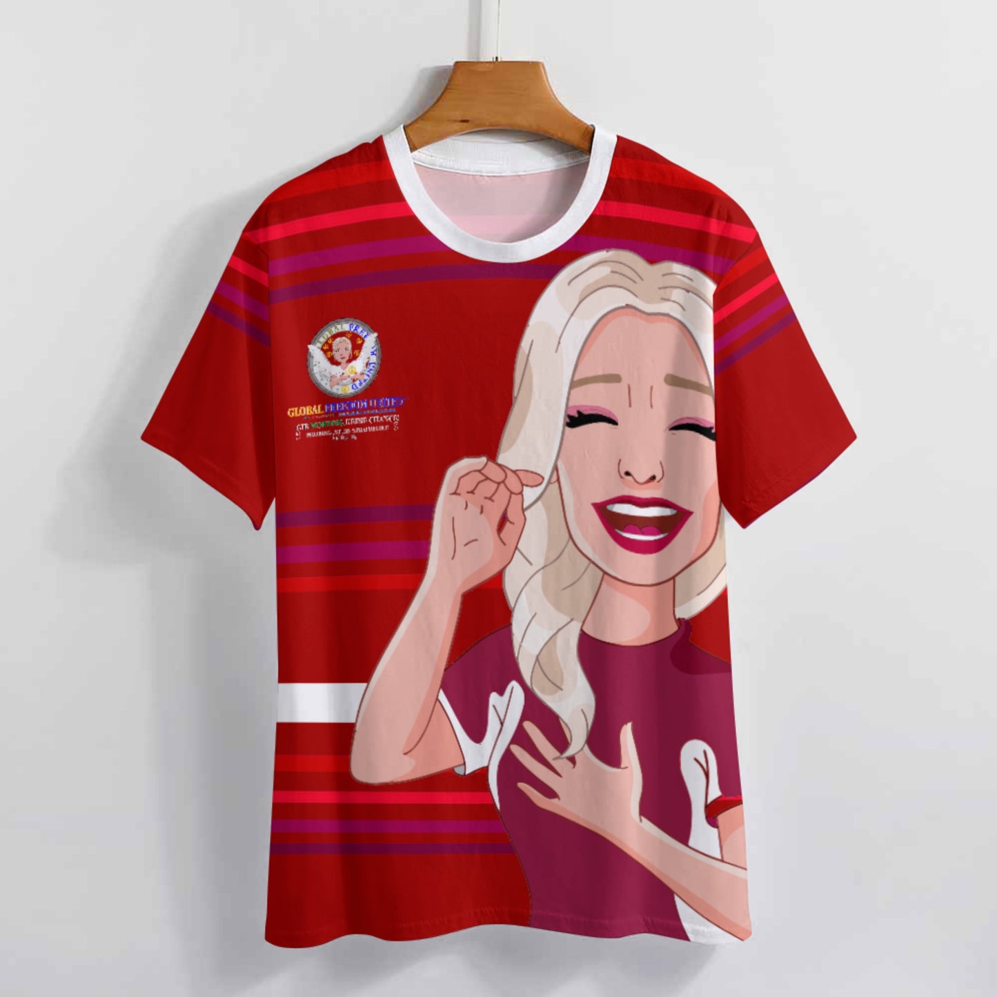 Women´s S T-shirt 2 Global Freedom United  Gib Mobbing Keine Chance Rot